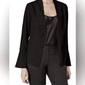Adrianna Papell Women's Black Lined Open Bell Sleeve Suit Jacket/Blazer Size L